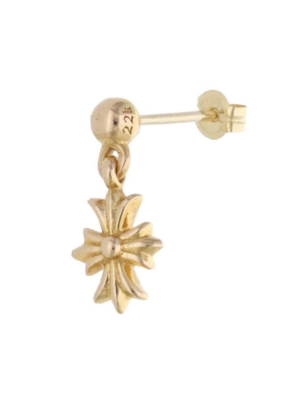 Chrome Hearts CH Pls Tiny Ech Plus Drop Gold Earrings